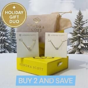 Kendra Scott Mini Elisa Necklace Duo (2) Gold & Pink Opalite NIB Boxes + Pouches